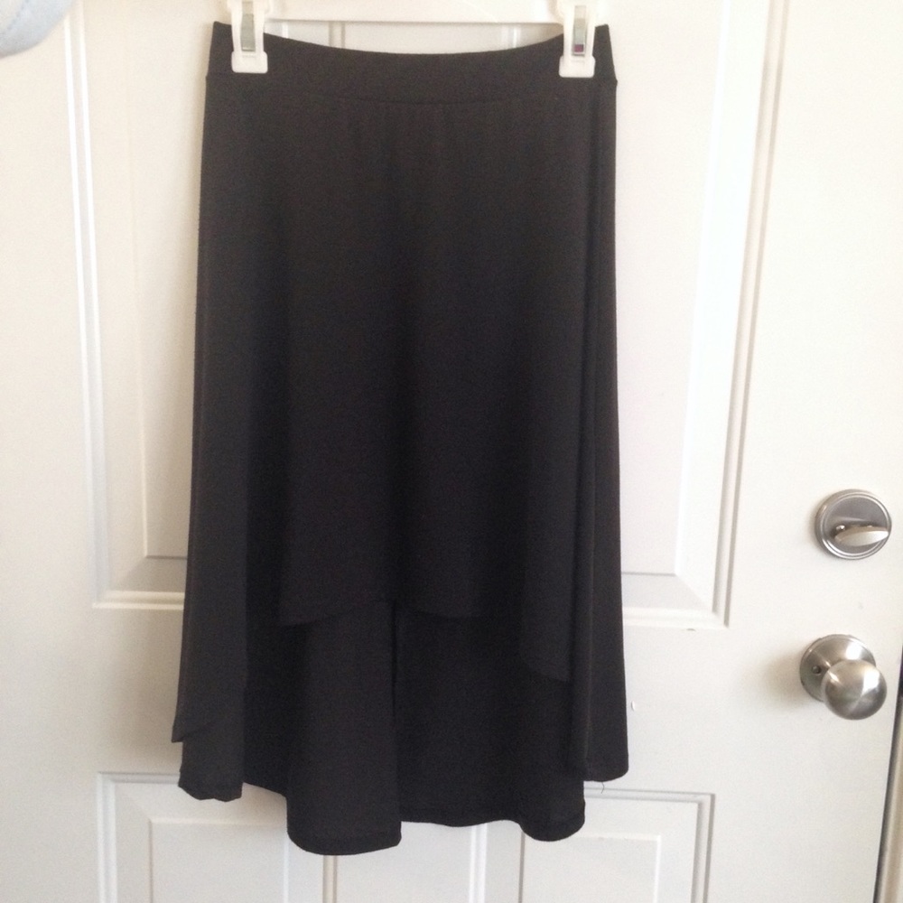 Black Hi-Low Midi Skirt
